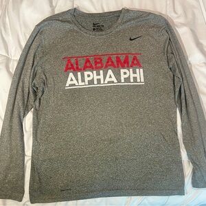 Nike Gray University of Alabama Alpha Phi Long Sleeve Dri Fit Sorority Tee Shirt